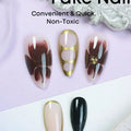 24pcs Medium Almond Press On Nails Brown And Golden Fake Nails Full Cover False Nails For Women And Girls