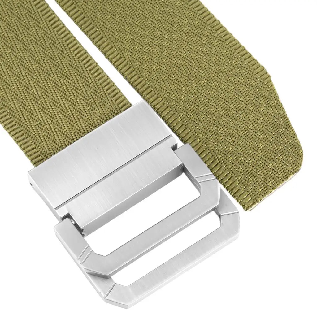 Male Belt Fashion Casual Nylon Fabric Belt Strap Double Loop Buckle Belt Long Waistband Solid Color For Jeans Pants
