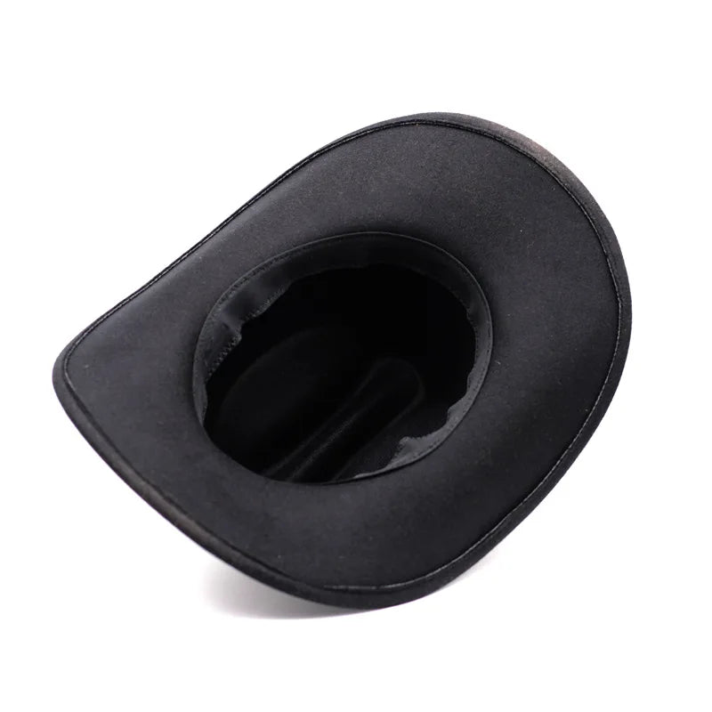Vintage Western Cowboy Hat For Men's Gentleman Lady Jazz Cowgirl With Leather Wide Brim Cloche Church Sombrero Hombre Caps
