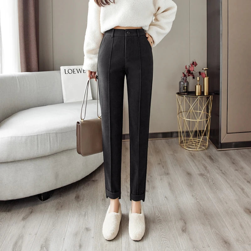 Woolen Pants Women's Harem Pencil Pants High Waist Casual Suit Pants Office Lady Women Trousers Hot Sale