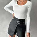 Summer New Shorts Women Fashion High Waist PU Leather Buckled Shorts Skirts