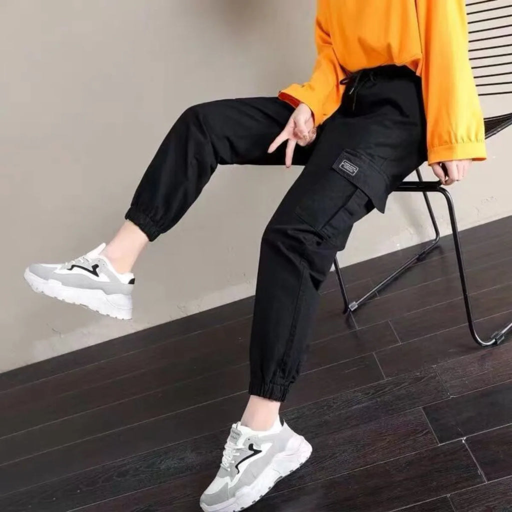 Women Pants Thin Style New Solid Casual Pockets Wide Leg Trousers Drawstring Fashion Ladies Straight Pants Versatile Trend