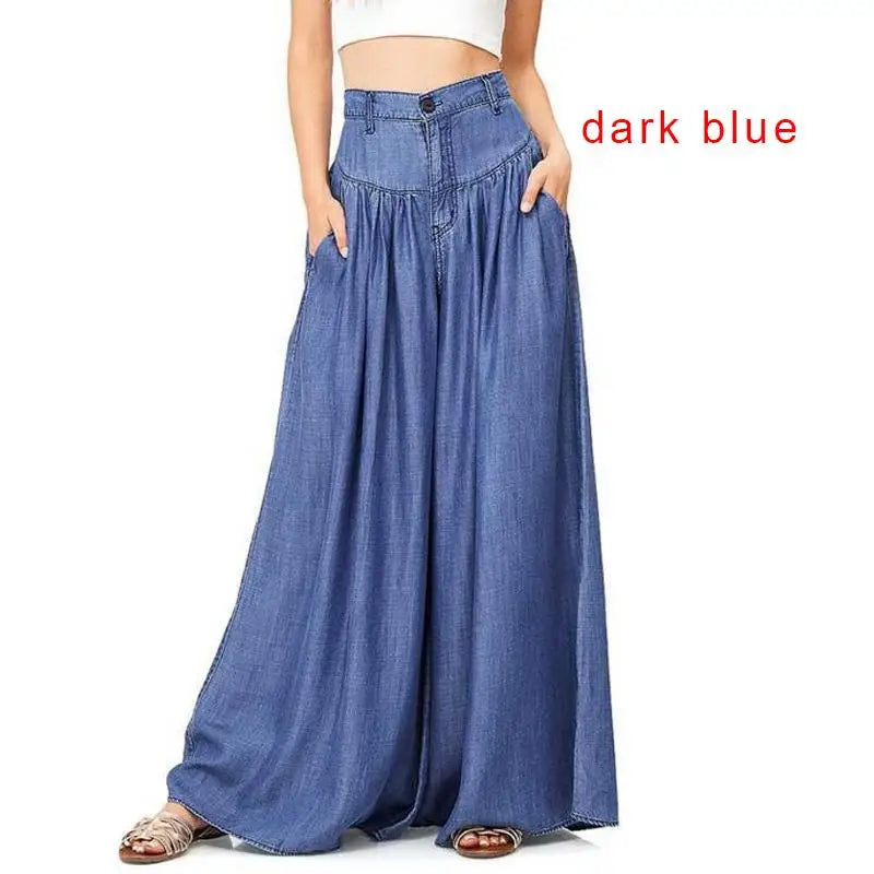 Wide-leg Pants Ladies Loose Plus Size High Waist Long Trousers