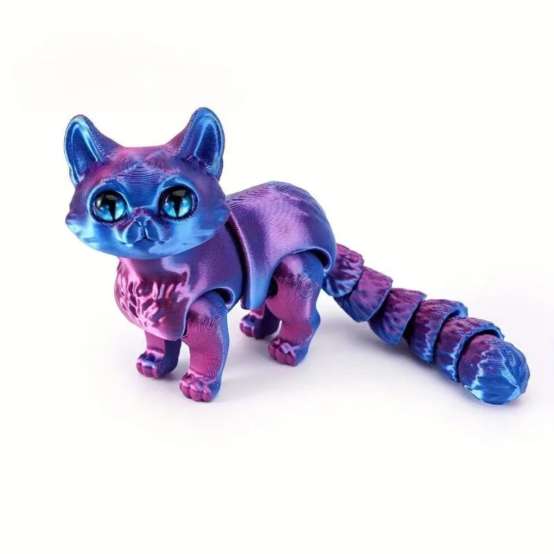 12cm Articulated 3D Printed Cat Cute Animals Fidget Toys Decor for Stress Relief Desktop Decoration Pet Christmas Gift