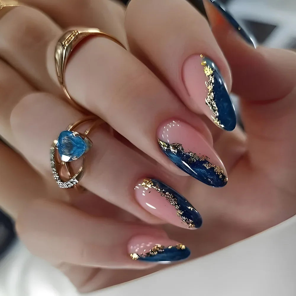 Autumn Matte Press-On Nails | 24pcs Rose Leaf Almond | Full Cover Acrylic Nail Tips with Glue