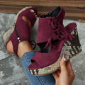 Women High Heels Suede Wedge Sandals 2026 New Women Fashion Bohemian Platform Women Shoes Summer Super Heel Comfort Sandals