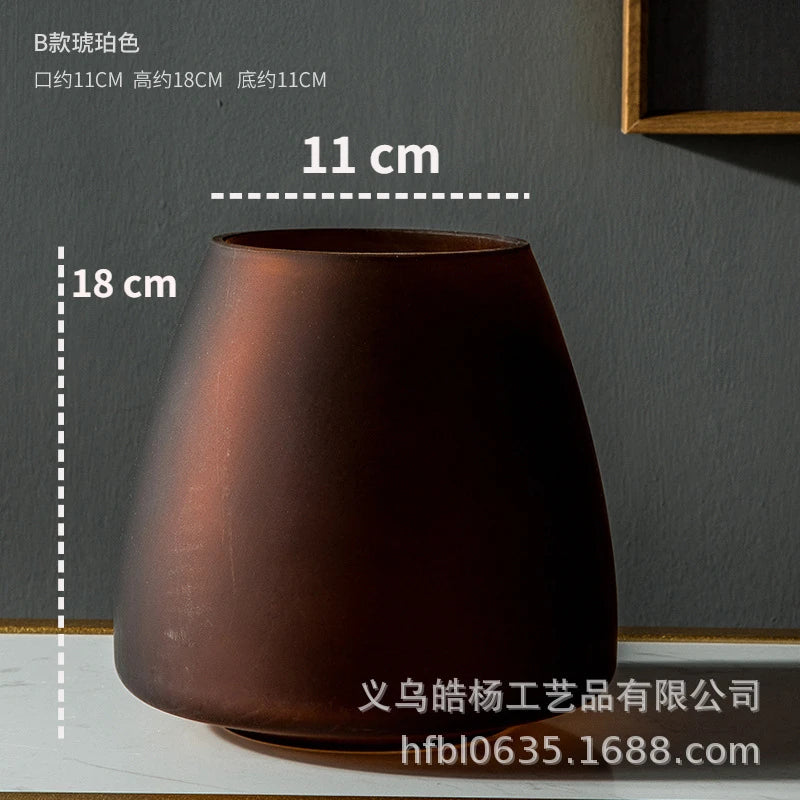 Nordic Light Luxury Home Decor Frosted Glass Vase