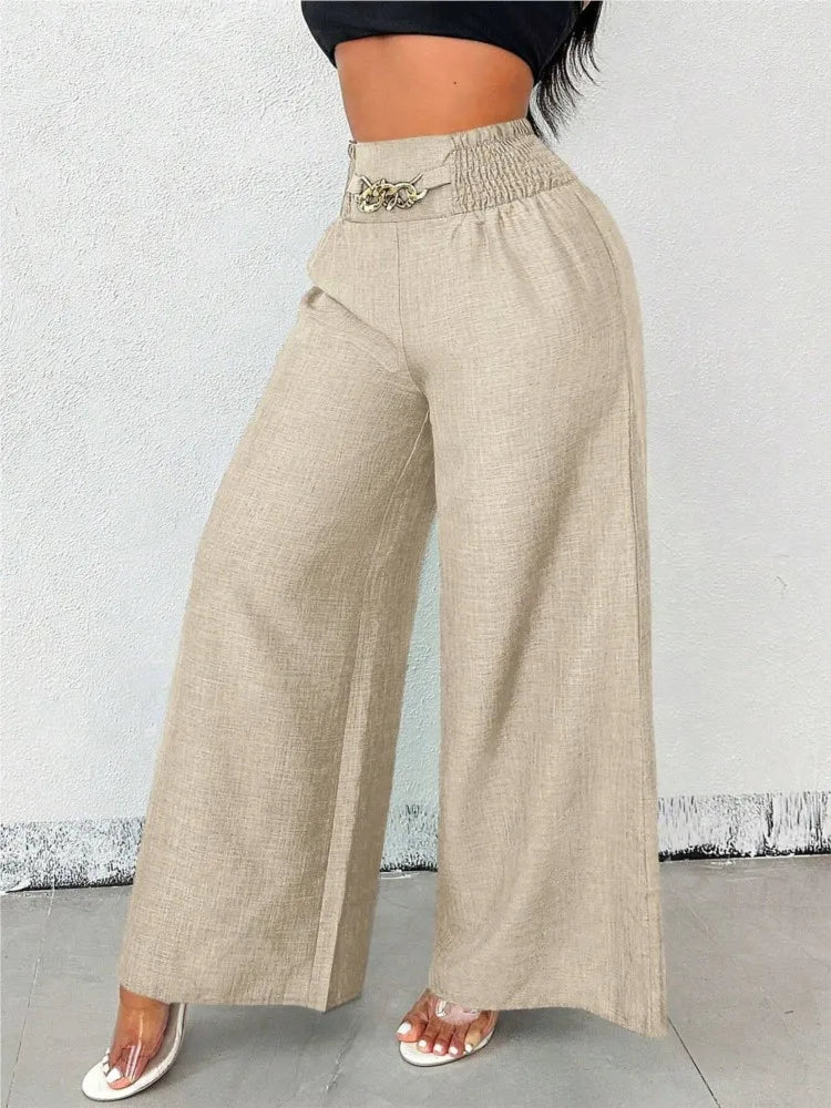 Elegant Solid Wide Leg Pants Fashion