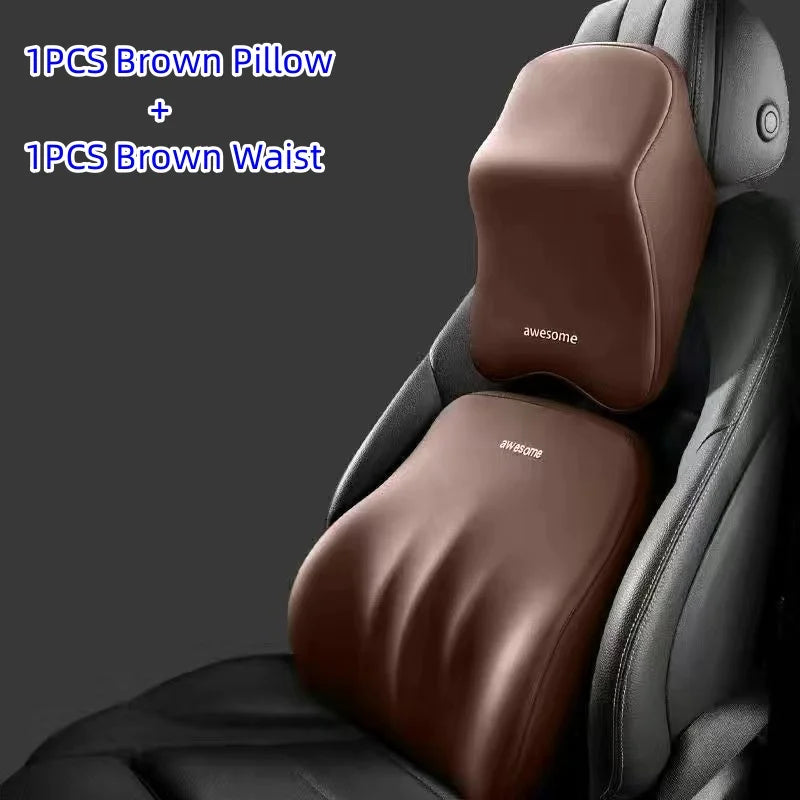 Car Lumbar Back Support Headrest Neck Pillow Memory Foam Lumbar Pillow Universal Soft Neck Pillows Cushion Car Seat Cushion