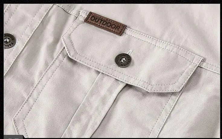 Men Military Outdoor Shirts Male Cotton Multi-pocket Tooling Casual Shirts Good Quality Man Large Size Solid Long-sleeved Shirts