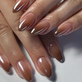 Medium fake nails for women girls gradient coffee color glossy Square almond nail tips full cover press on acrylic false nail
