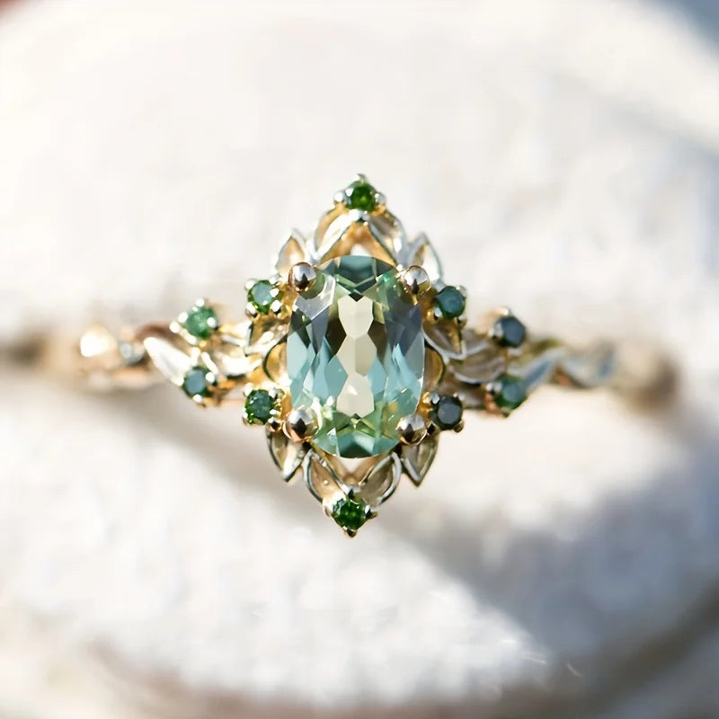 Elegant Luxurious Style Women's Ring with Artificial Zircon Inlaid Flower Ring Suitable for Daily Party Jewelry Holiday Gifts
