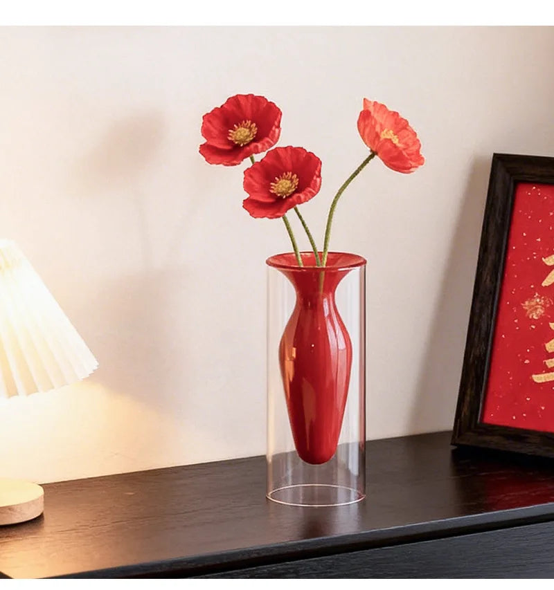 Modern Double-layer Transparent Glass Vase