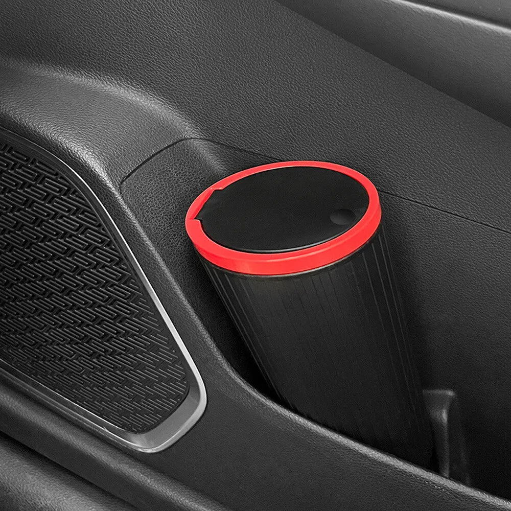 Mini Car Trash Can with Lid, Compact Automotive Garbage Bin Garbage Container Storage Box Bucket Auto Accessories