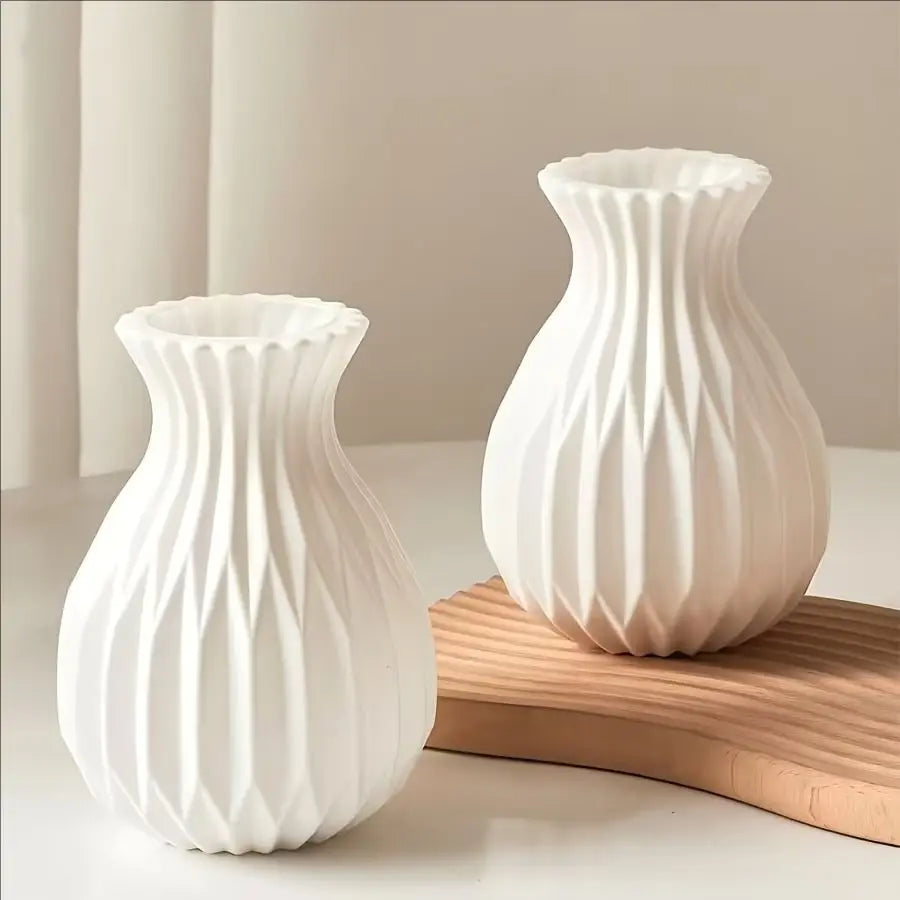 1pc Modern Style Striped Plastic Vase