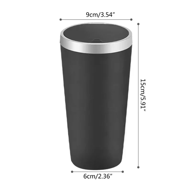 Compact Leakproof Mini Car Trash Can with Easy-Press Pop-Up Lid Durable Odor-Blocking Waterproof ABS Bin for Cup Holders Storage
