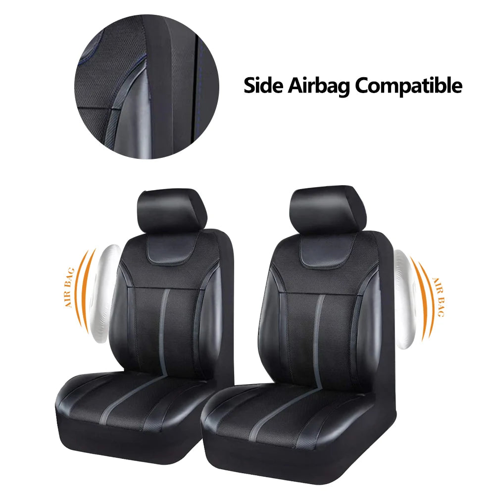 Universal Leather and Mesh Fabric Car Seat Covers Leather Set Fit For Most Car SUV Truck Van Car Accessories Interior