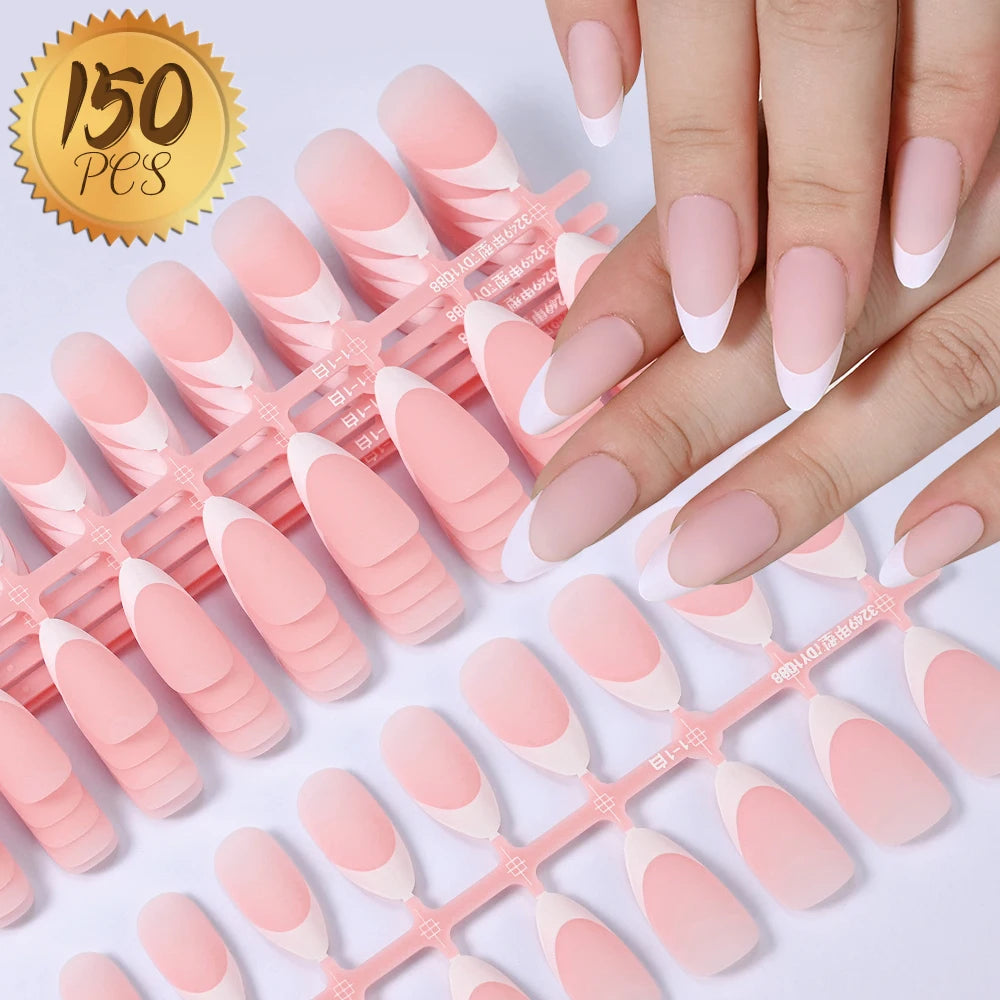 100pcs Light Pink Press-On Nails | Short & Medium Square | 10 Sizes Full Cover Nail Tips