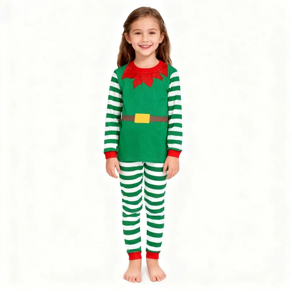 Children's Christmas Long Sleeve Pajama Sets Kids Elf and Santa Claus Sleepwear Boys Pijamas Baby Girls Pjs for Festive Xmas