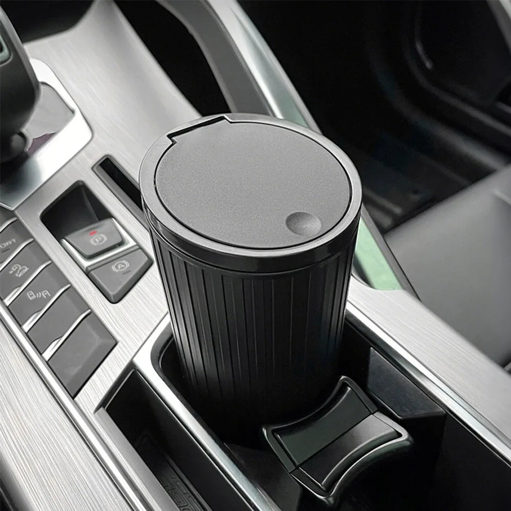 Mini Car Trash Can with Lid, Compact Automotive Garbage Bin Garbage Container Storage Box Bucket Auto Accessories