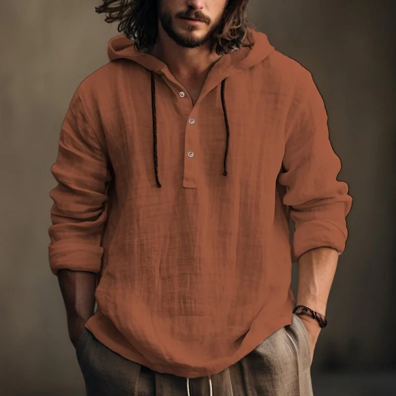 Men's Casual Blouse Cotton Linen Shirt Loose Tops Long Sleeve Tee Shirt Spring Autumn Casual Men's Shirts