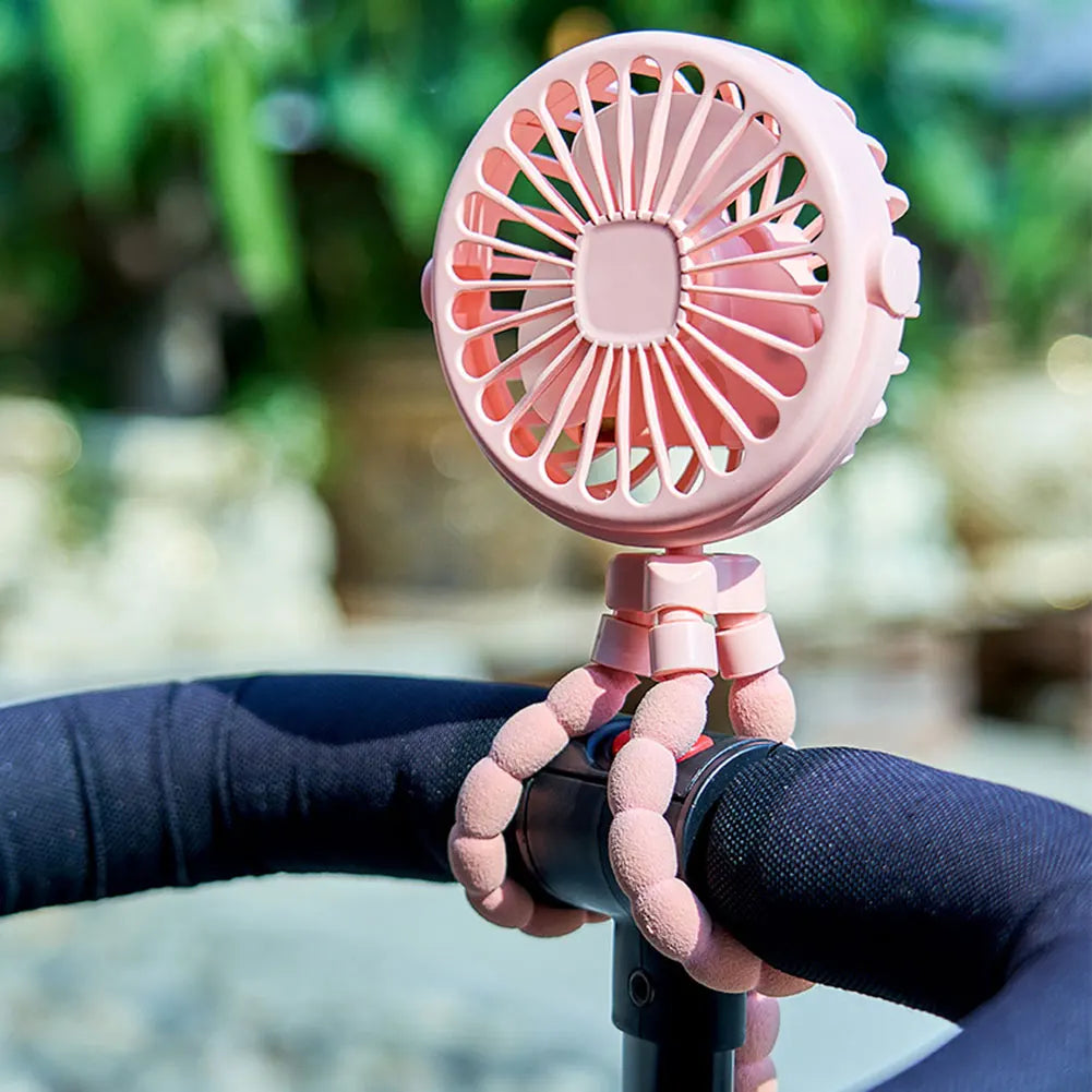 Baby Stroller Fan with Flexible Tripod Portable Handheld Fan USB Charging Mini Desk Cooling Fan 500mAh for Baby Stroller Student