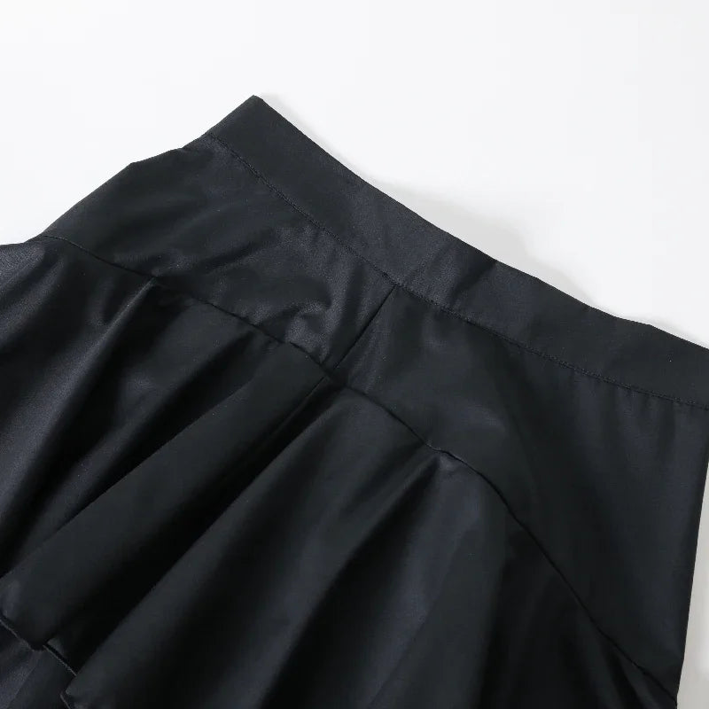 Women's Midi Skirts Summer Autumn Falbala Swing Party A-Line Classic Vintage Skirt for Lady High Waisted Long Skirts Black White