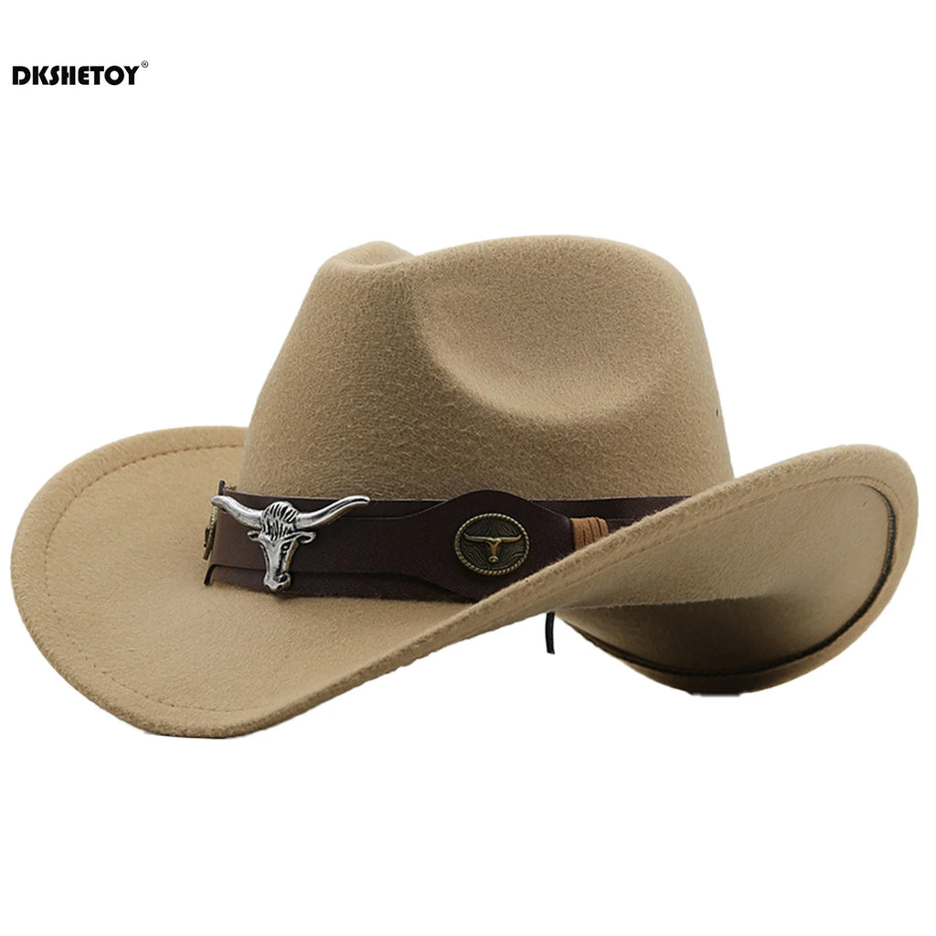 Fashion Cowboy Hats Wide Brim Cowboy Cowgirl Panama Hat with Retro Belt for Dress-Up Parties Costume