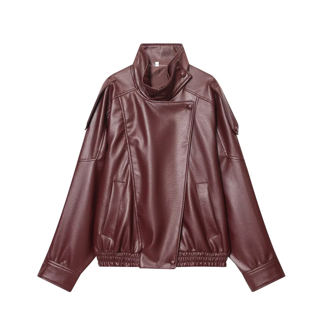 Women Fashion Leather Jacket Autumn