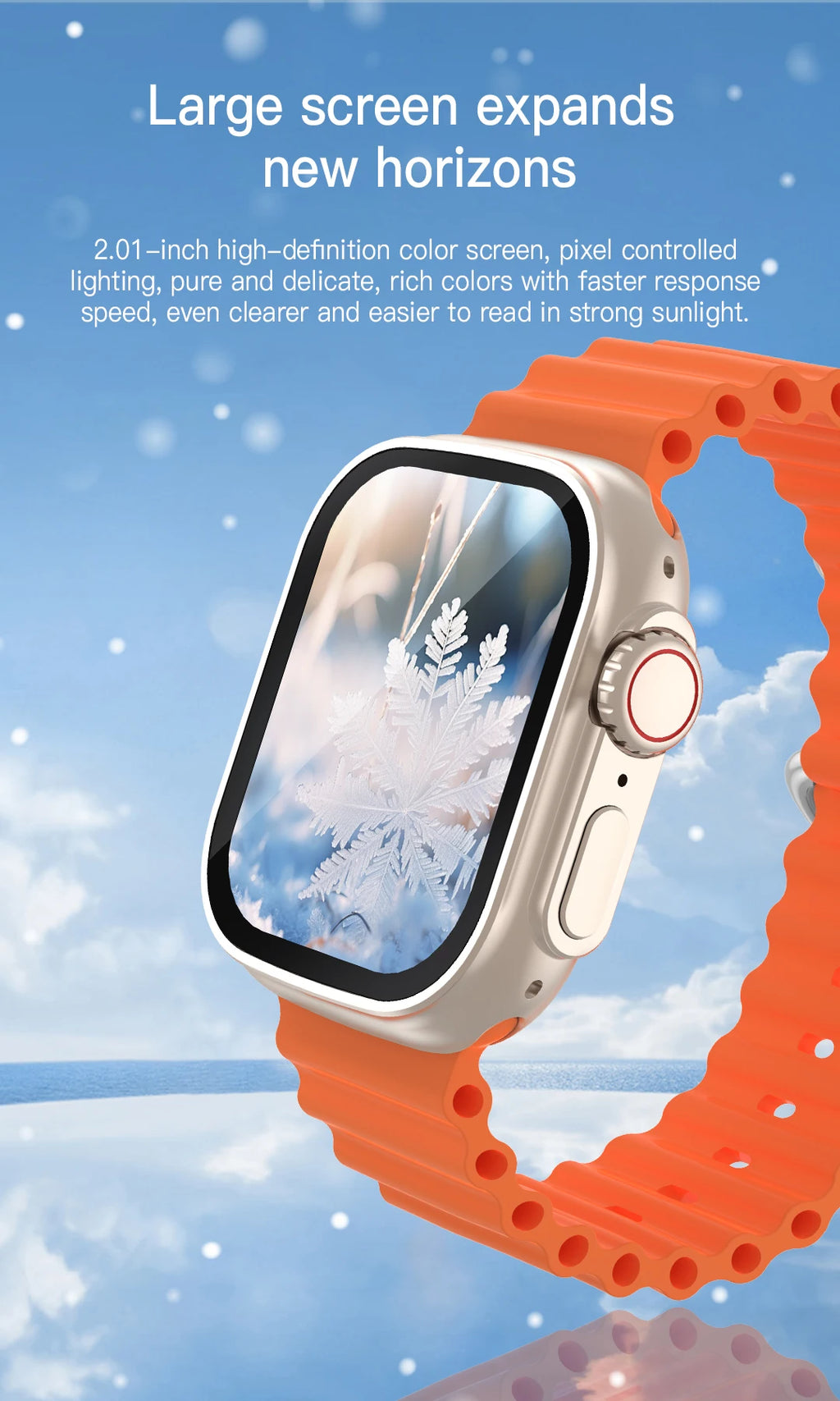 Smart Watch For Men Women 2.01" HD Screen Heart Rate Blood Pressure Monitor Fitness Tracker Calorie Counter Cycling Sport Watch