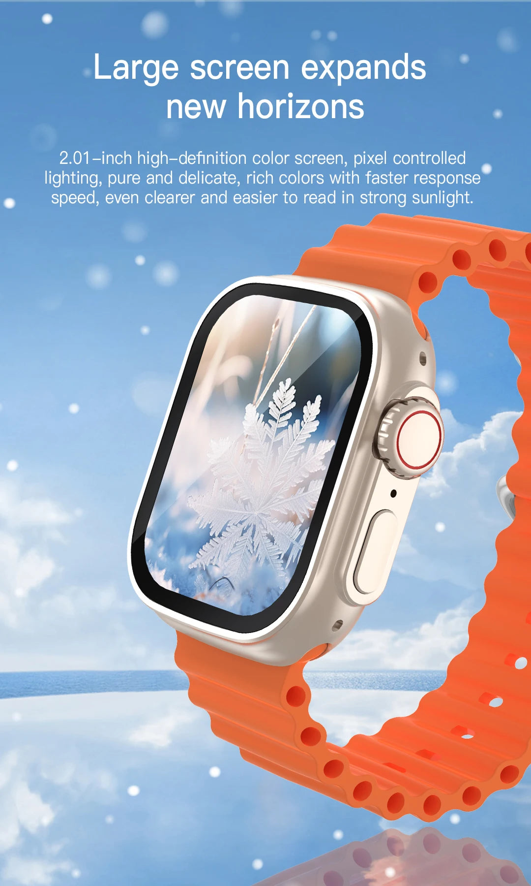 Smart Watch For Men Women 2.01" HD Screen Heart Rate Blood Pressure Monitor Fitness Tracker Calorie Counter Cycling Sport Watch