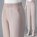 Office Lady Vintage Loose Straight Pants Spring Summer Thin Women Streetwear Fashion Casual Elastic High Waist Cropped Trousers