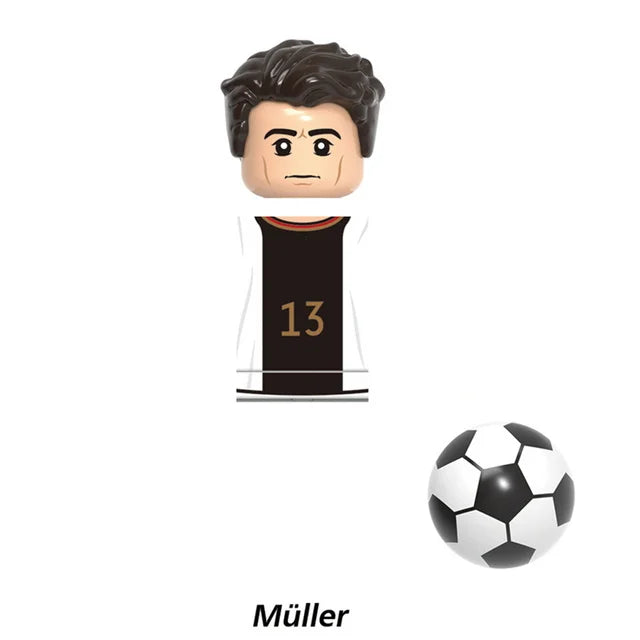 World Famous Football Players Figurine Messi Ronaldo Neymar Lewandowski Mini Action Building Block Model Toy Kids Gifts