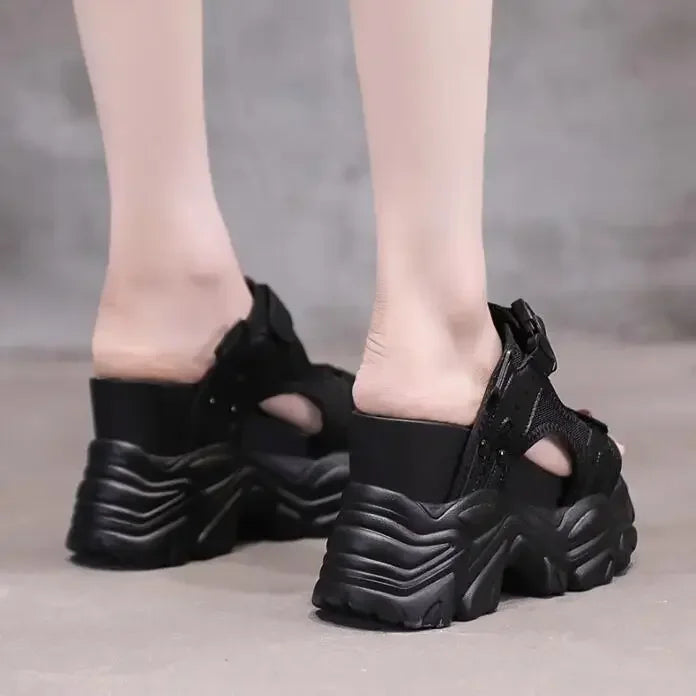 Brand Chunky Platform Sandals Women 10.5CM High Heels Sexy Open-toed Sandals Wedge Increased Shoes Ladies Beach Summer Sandalia