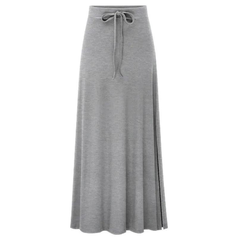 Plus Size Women's Clothing 2025 Fashion Knit Skirt Female High-waisted Long Split A-line Skirt Comforts Women Skirt