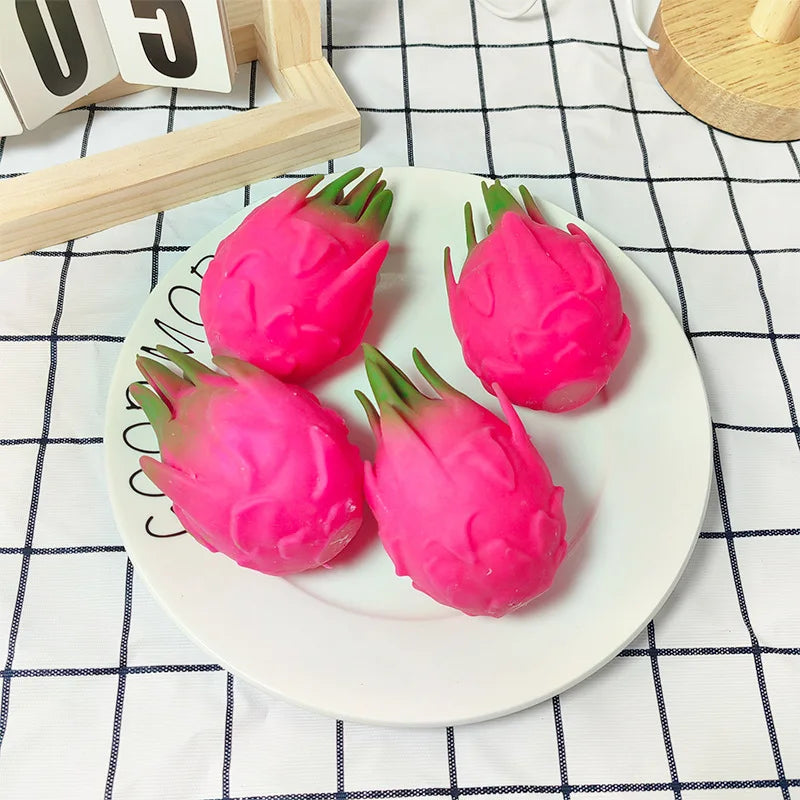 Funny Decompression Vent Dragon Fruit Squeeze Ball Gift Squishy Squeeze Stress Reliever Fidget Sensory Toy Simulation Fruit Food