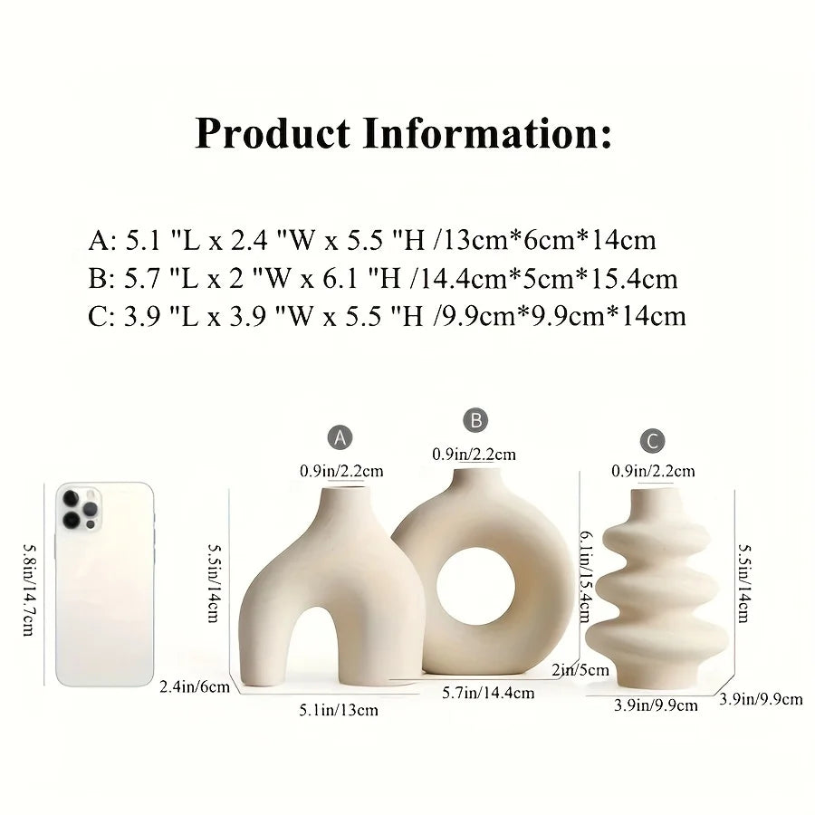 Bohemian ceramic vase set, decorative vase ornaments