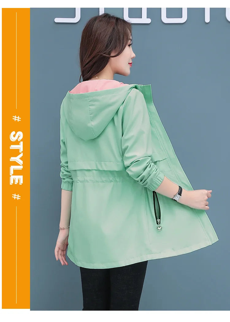 Spring Autumn Jacket Women's Loose Coat 2025 New Double-sided Wear Trench Coat Mid-length Windbreaker 5XL Women's Top