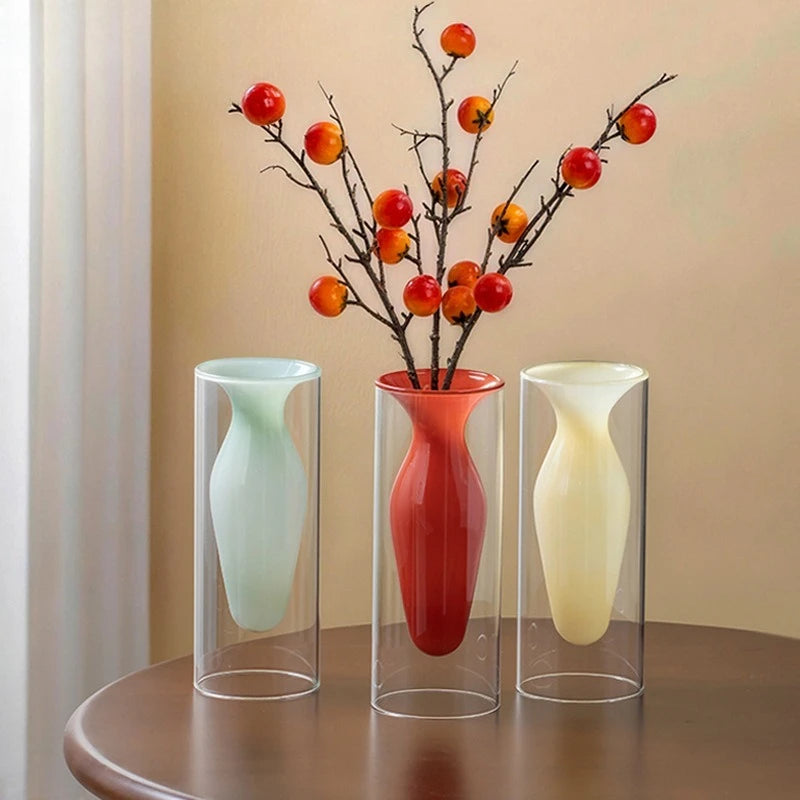 Modern Double-layer Transparent Glass Vase