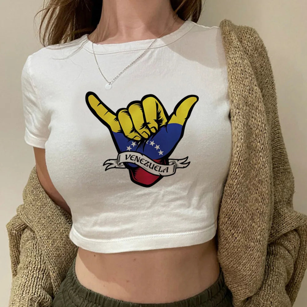 Venezuela streetwear  graphic  fairy grunge  crop top Woman Kawaii cyber y2k manga Harajuku crop top