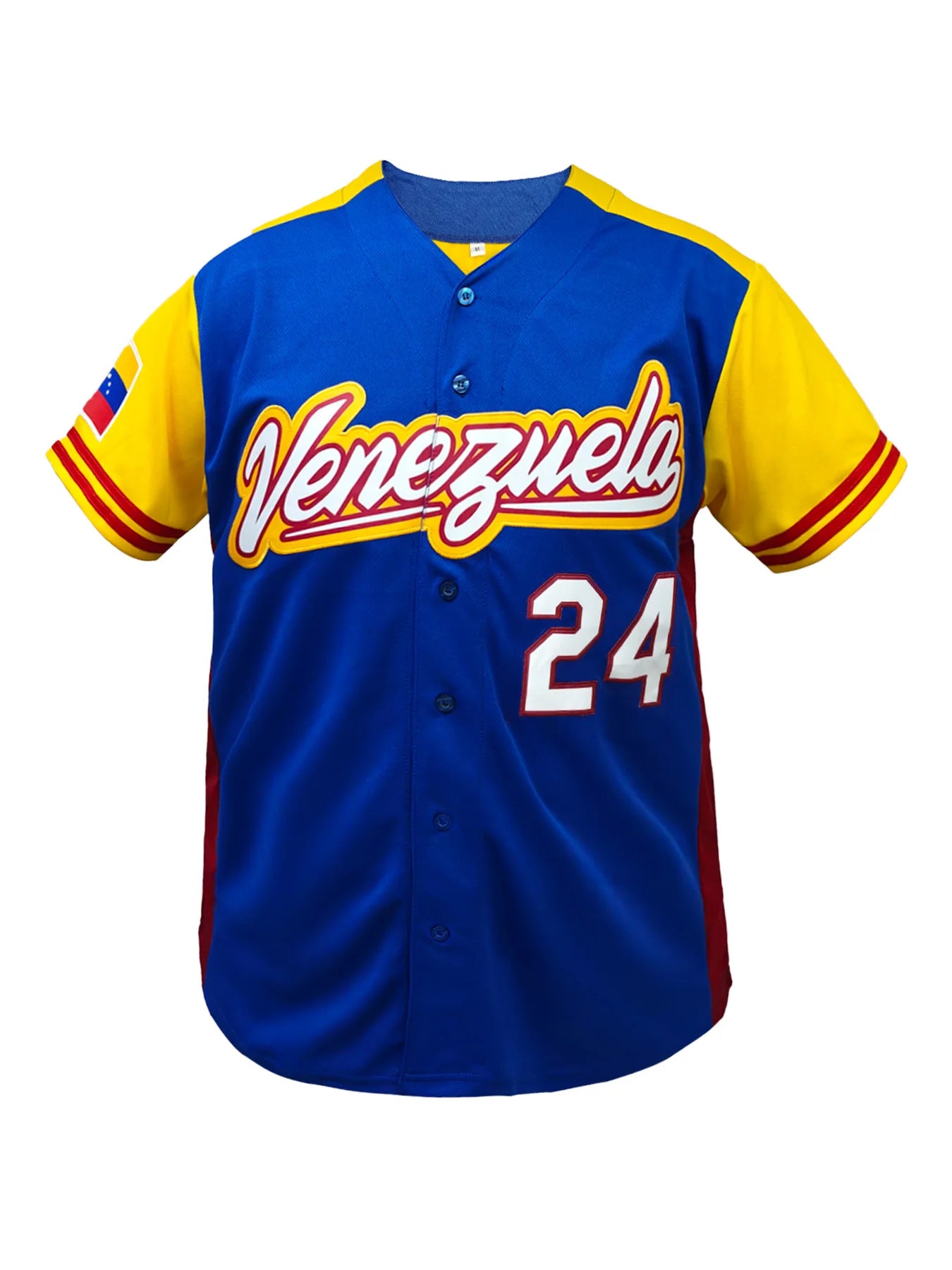 Men's Breathable Baseball Jersey V-Neck Short Sleeve "Venezuela" Embroidery, Breathable Loose Fit Baseball Shirt for Casual Wear