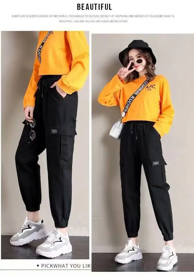 Women Pants Thin Style New Solid Casual Pockets Wide Leg Trousers Drawstring Fashion Ladies Straight Pants Versatile Trend