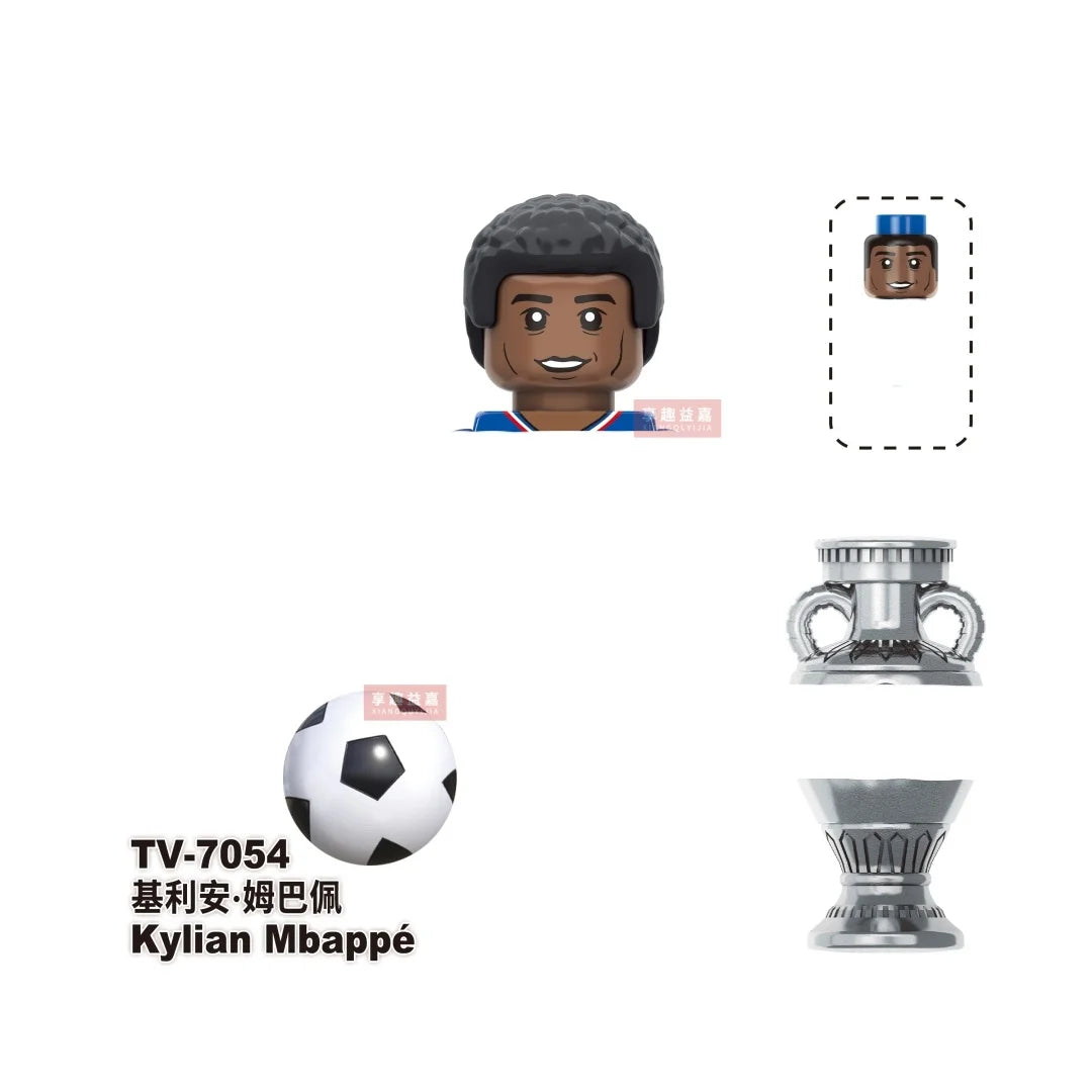 2026 NEW World Famous Football Players Figurine Messi Ronaldo Neymar Lewandowski Mini Action Building Block Model Toy Kids Gifts