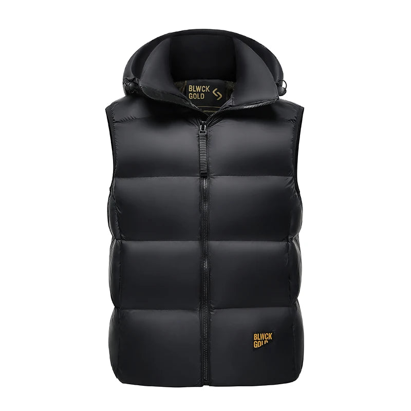 Autumn Winter Men Down Vest Casual Fashion Business British Coat Warm White Duck Down Trend Versatile Male Hooded Jacket Top New