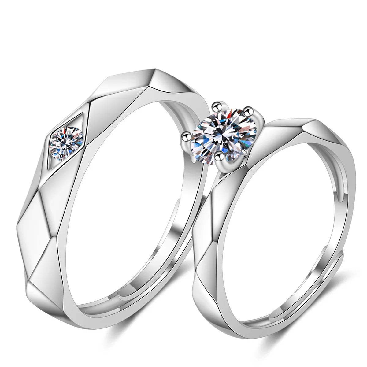 2Pcs/set Silver Plated Crown Square Couple Rings For Women Men Punk Forever Endless Love Wedding Ring Valentine's Day Jewelry