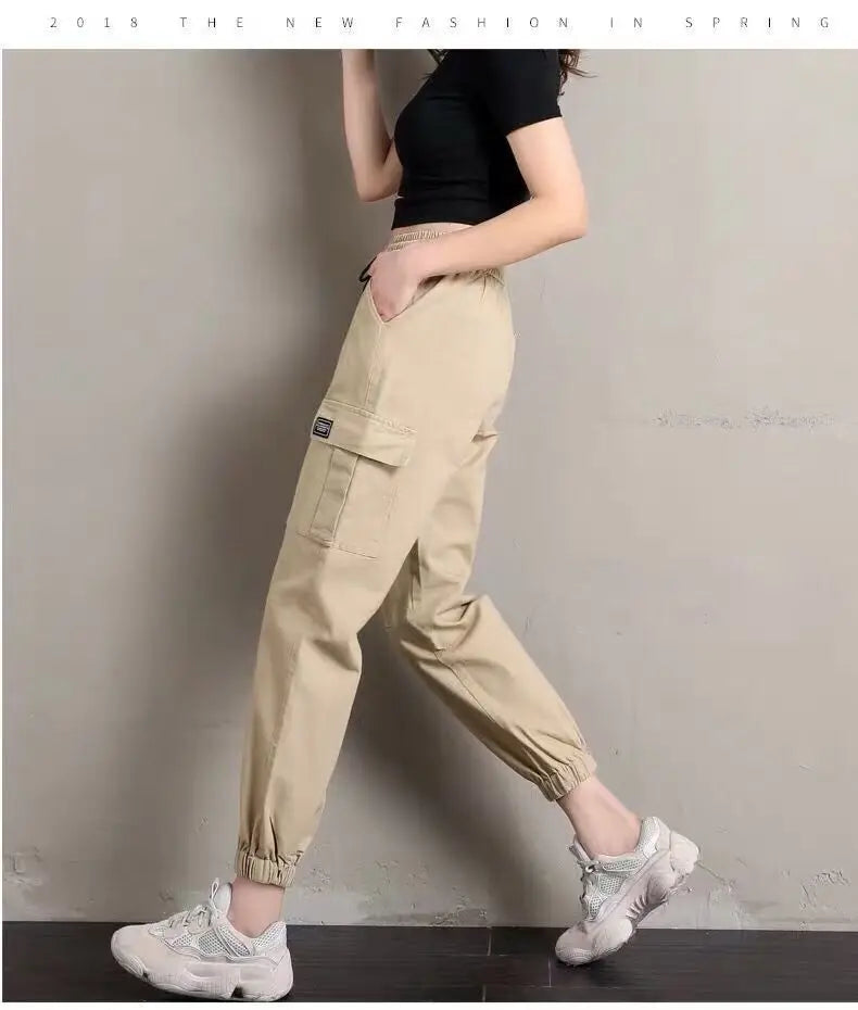 Women Pants Thin Style New Solid Casual Pockets Wide Leg Trousers Drawstring Fashion Ladies Straight Pants Versatile Trend