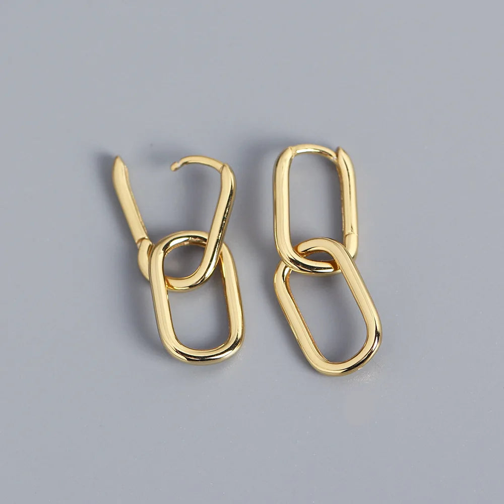 F.I.N.S Minimalist Real S925 Sterling Silver Oval Heart-Shaped Drop Earrings Geometric Smooth Hoops Pendientes Plata 925 Jewelry