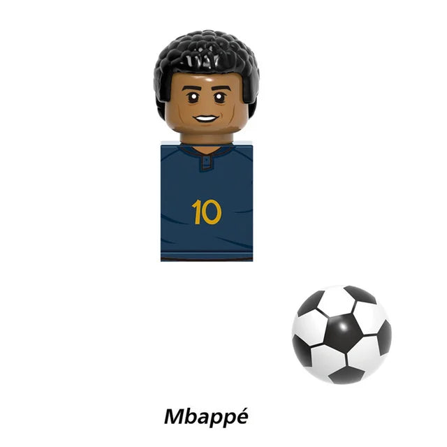 World Famous Football Players Figurine Messi Ronaldo Neymar Lewandowski Mini Action Building Block Model Toy Kids Gifts