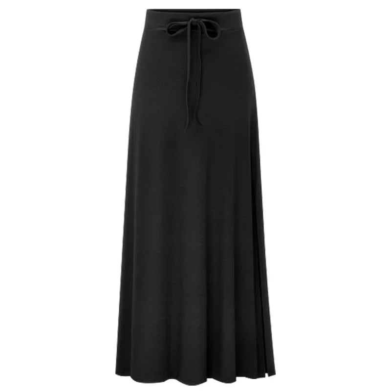 Plus Size Women's Clothing 2025 Fashion Knit Skirt Female High-waisted Long Split A-line Skirt Comforts Women Skirt