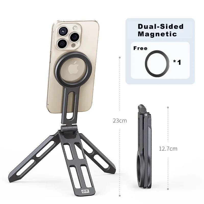 Magnetic phone holder, foldable phone tripod, suitable for iPhone 17/16/15/14/13/12 Pro Max, suitable for all Android phones